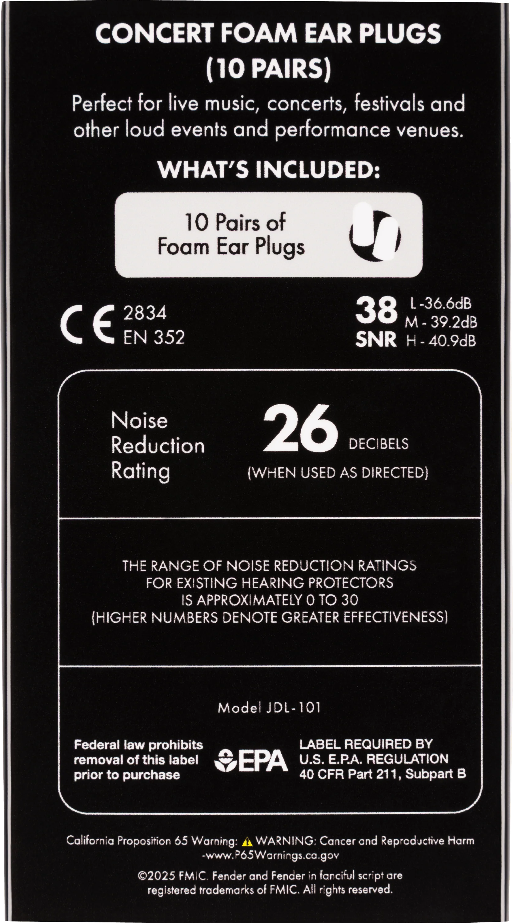 Concert Foam Ear Plugs - 10 Pairs - Image 2