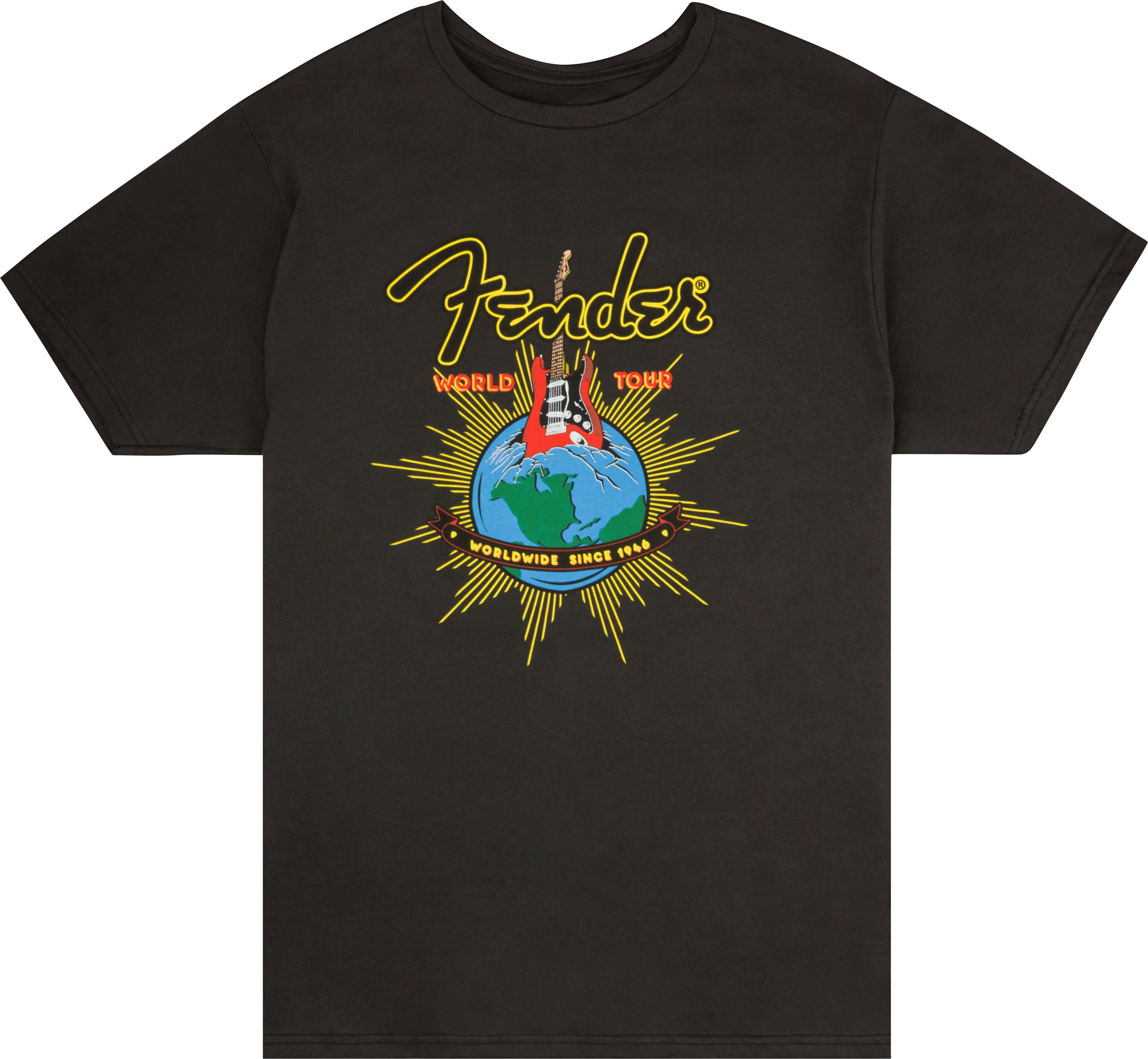 Fender® World Tour T-Shirt, Neon Black - Image 7