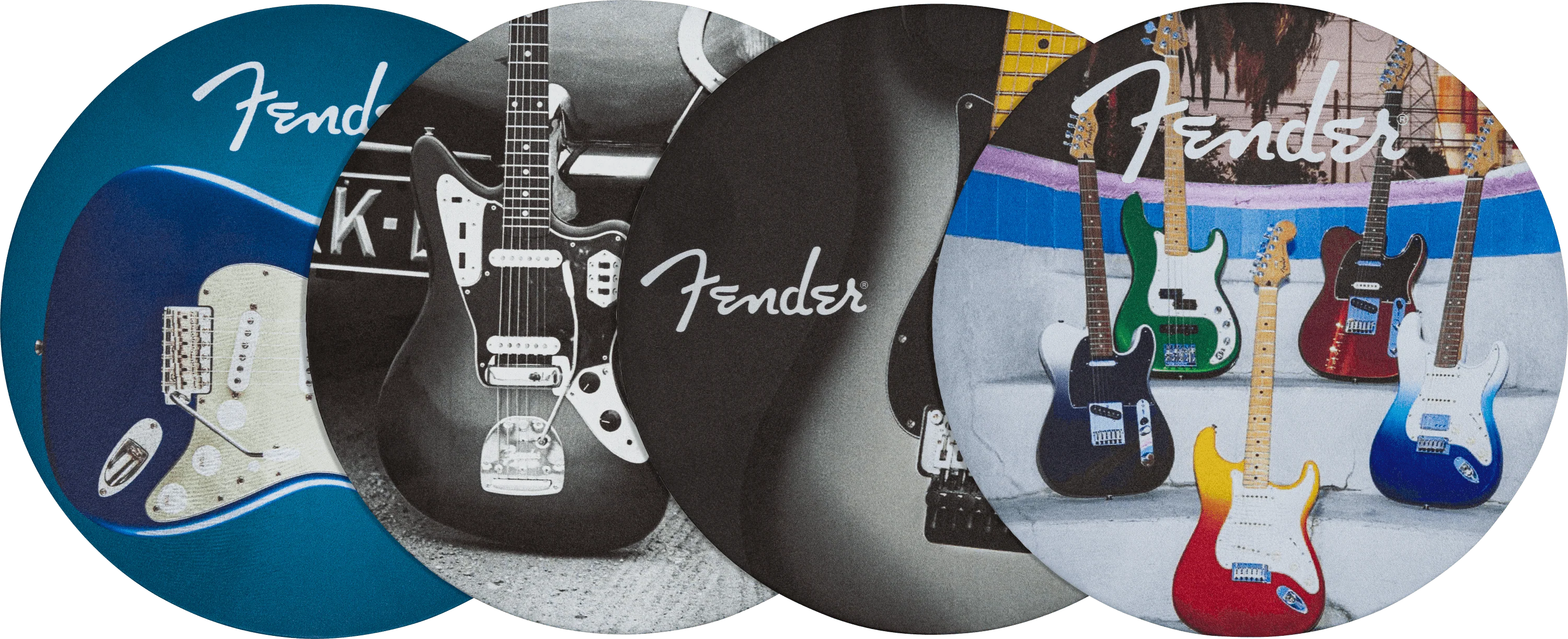 Fender™Guitar Coaster Set, 4-Pack, Multi-Color Leather