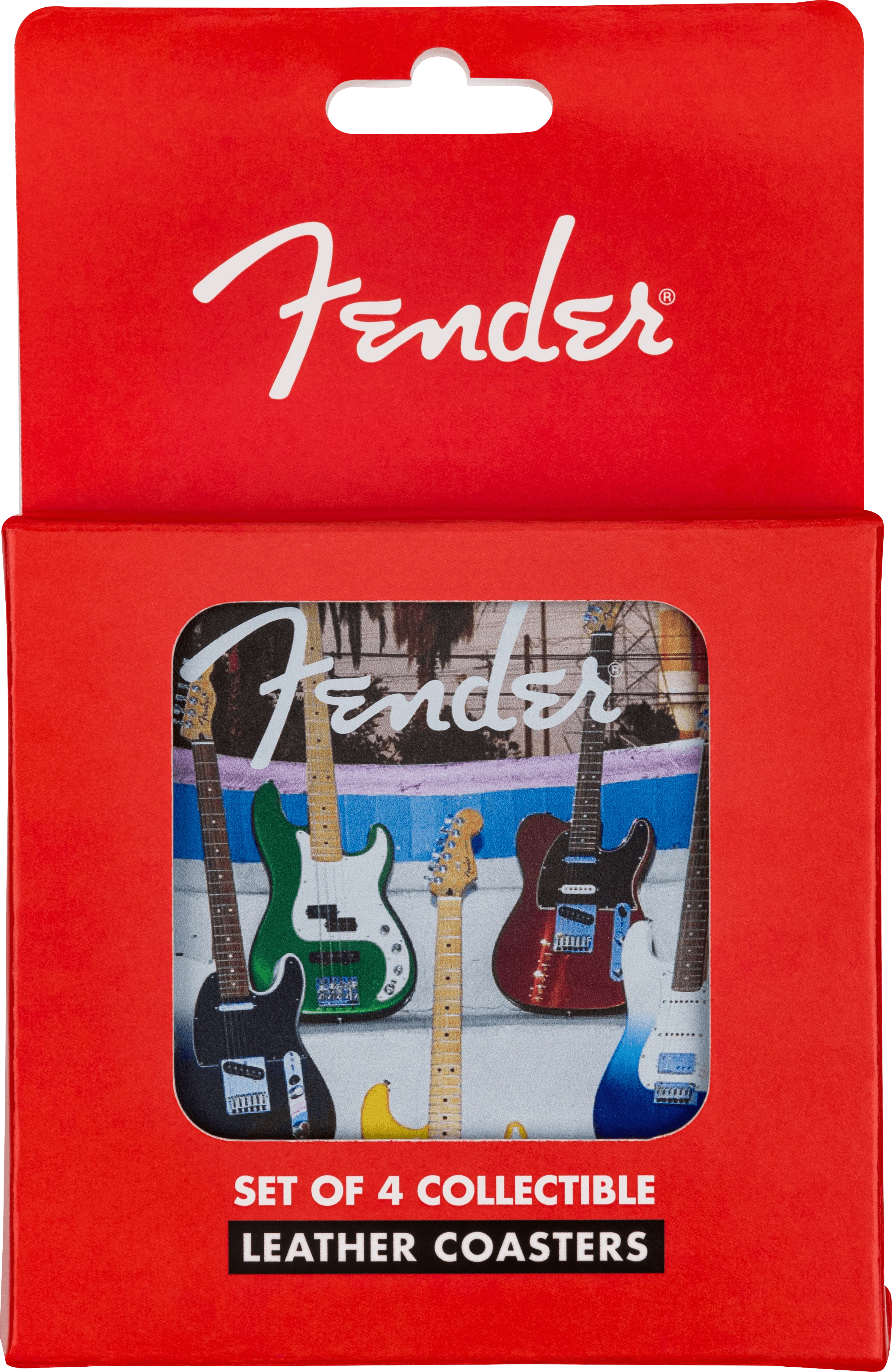 Fender™Guitar Coaster Set, 4-Pack, Multi-Color Leather - Image 2