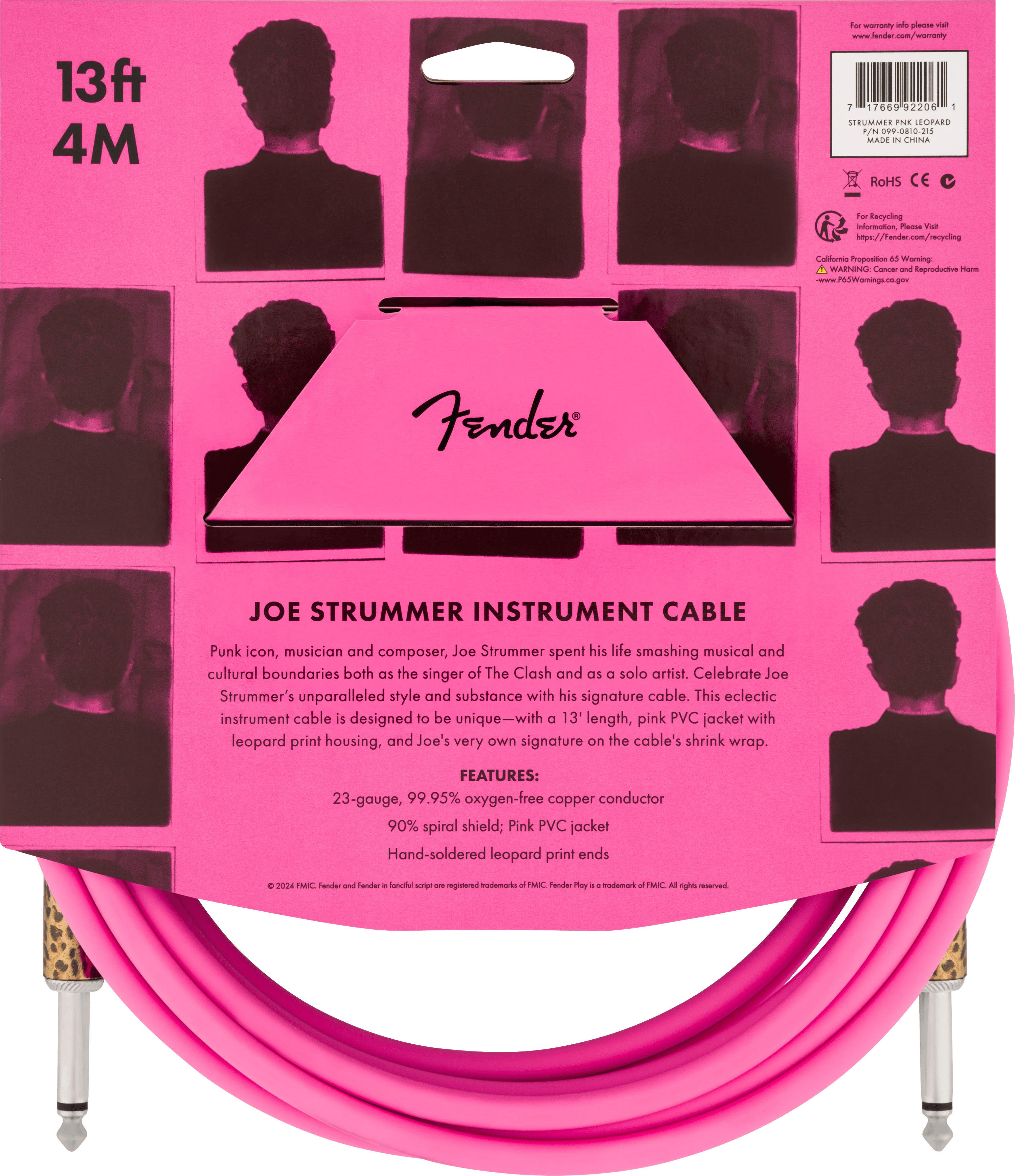 Joe Strummer 13' Instrument Cable, Pink Leopard - Image 5