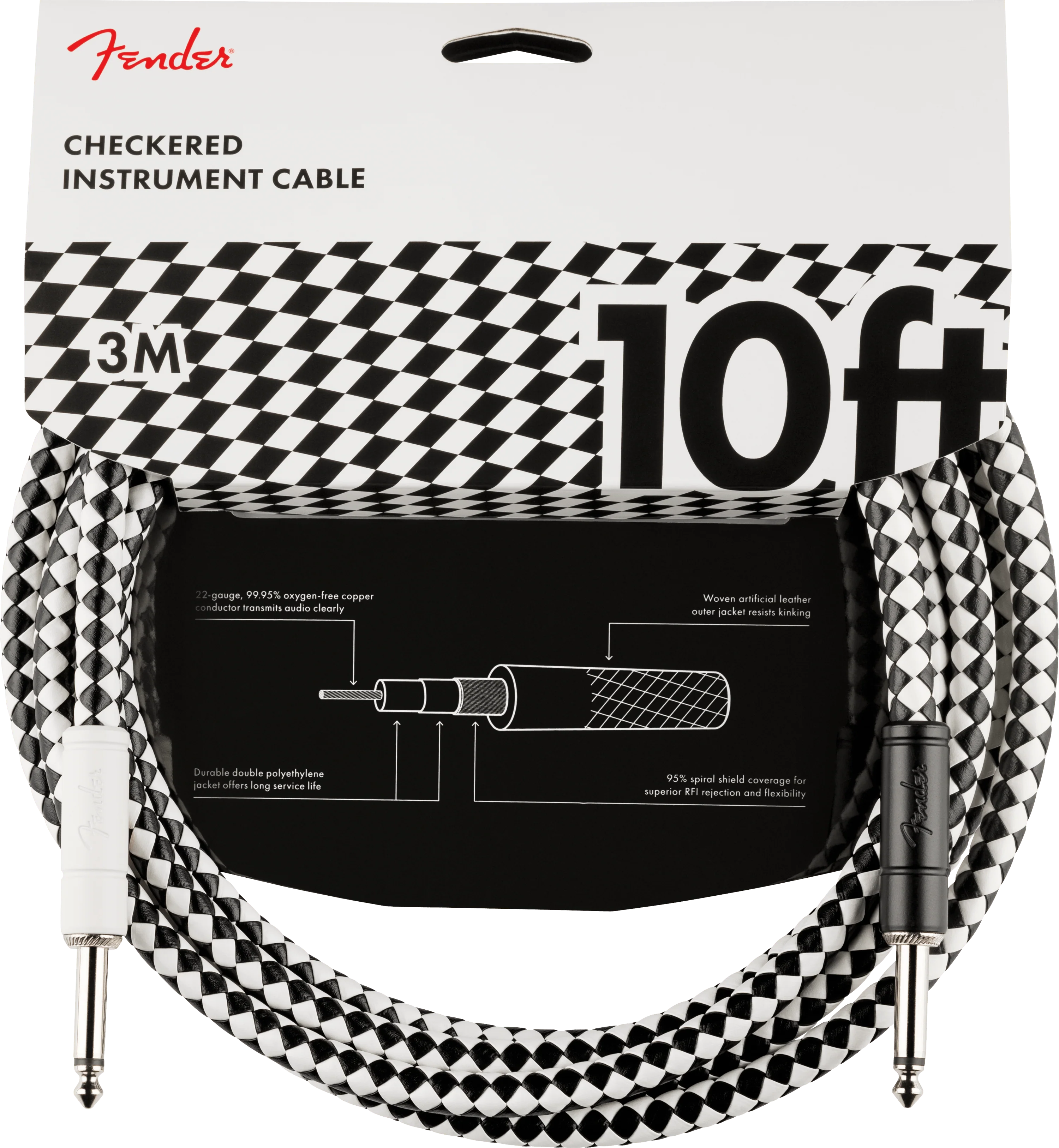 Pro 10' Checkboard Instrument Cable - Image 2