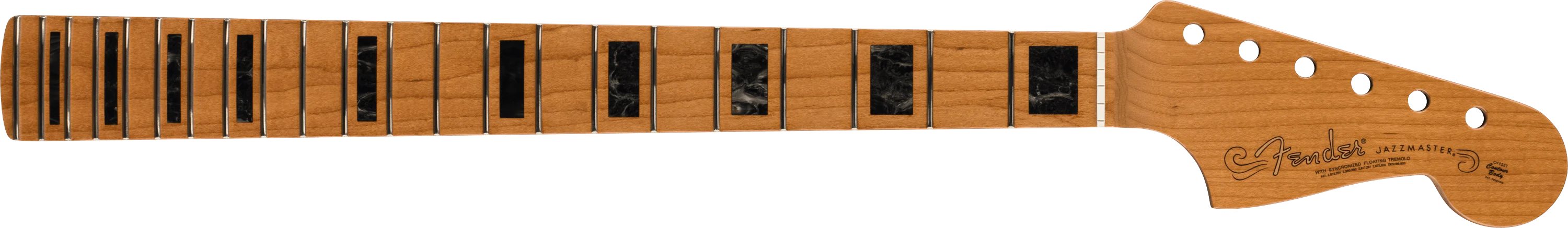 Roasted Jazzmaster Neck, Block Inlays, 22 Medium Jumbo Frets, 9.5" Radius, Modern C Shape