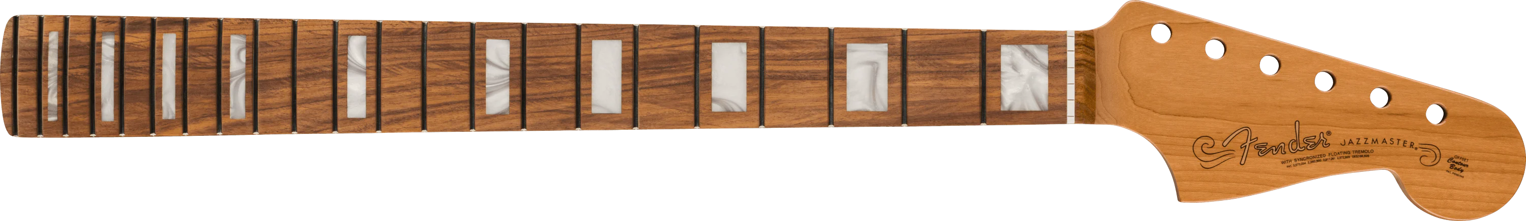 Roasted Jazzmaster Neck, Block Inlays, 22 Medium Jumbo Frets, 9.5" Radius, Modern C Shape - Image 3