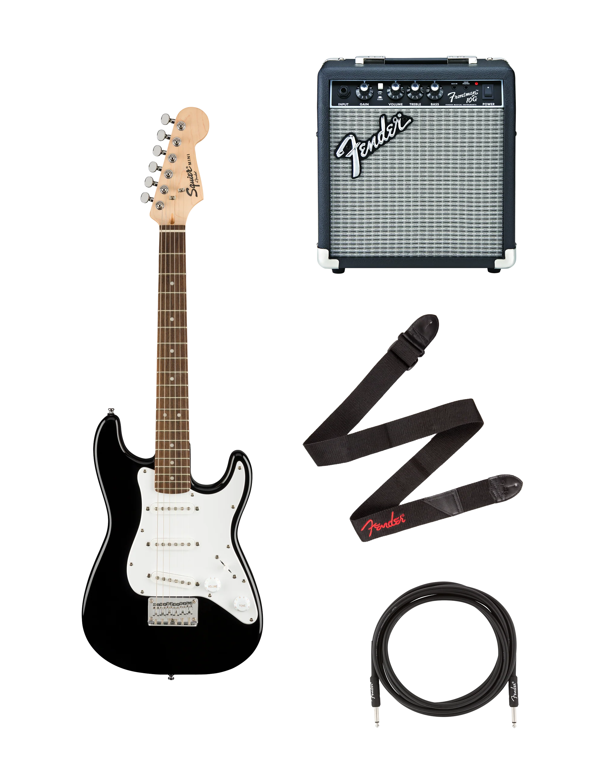 Squier Mini Stratocaster Bundle, Schwarz